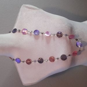 Mother of Pearl Seashell and Glass Beaded Necklace 34 Inches